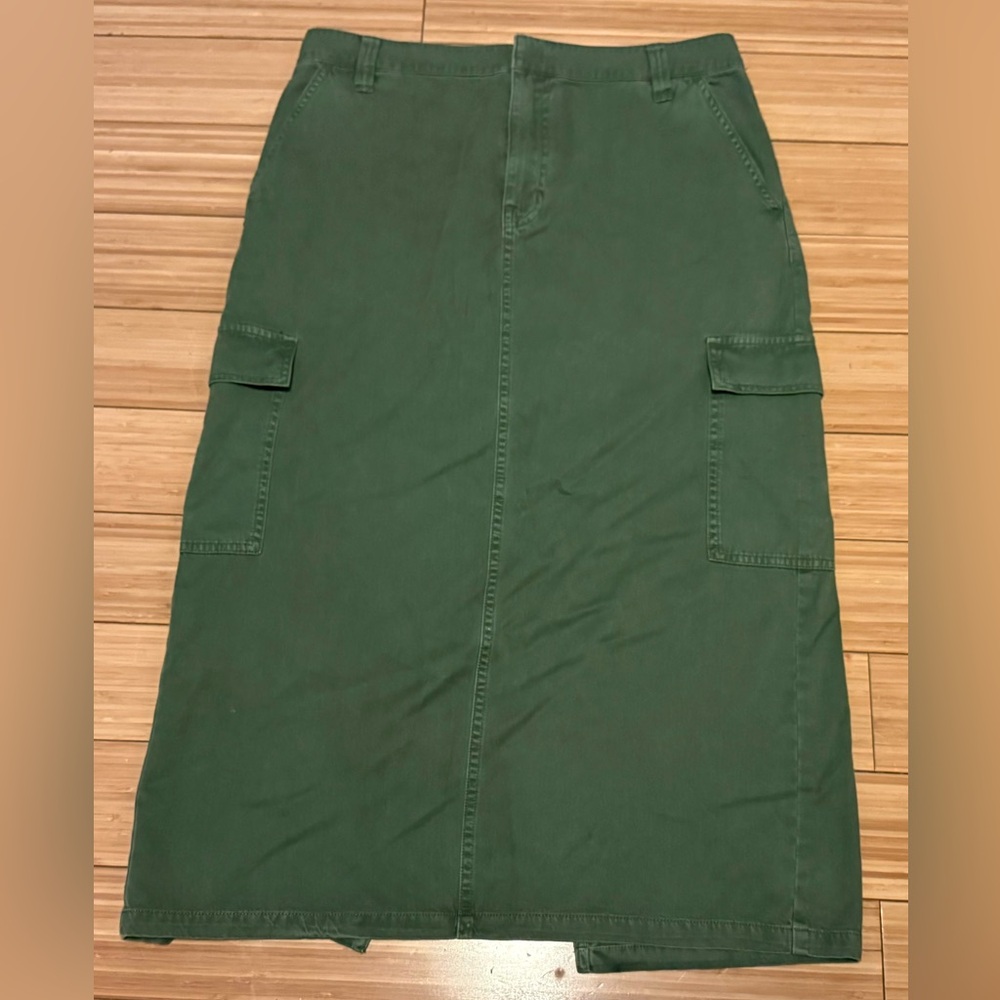 Madewell Olive Maxi Cargo Skirt